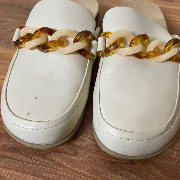 VIONIC Georgie Chain Detail Mule Clog Cream Leather Size 7.5 - Picture 3 of 11